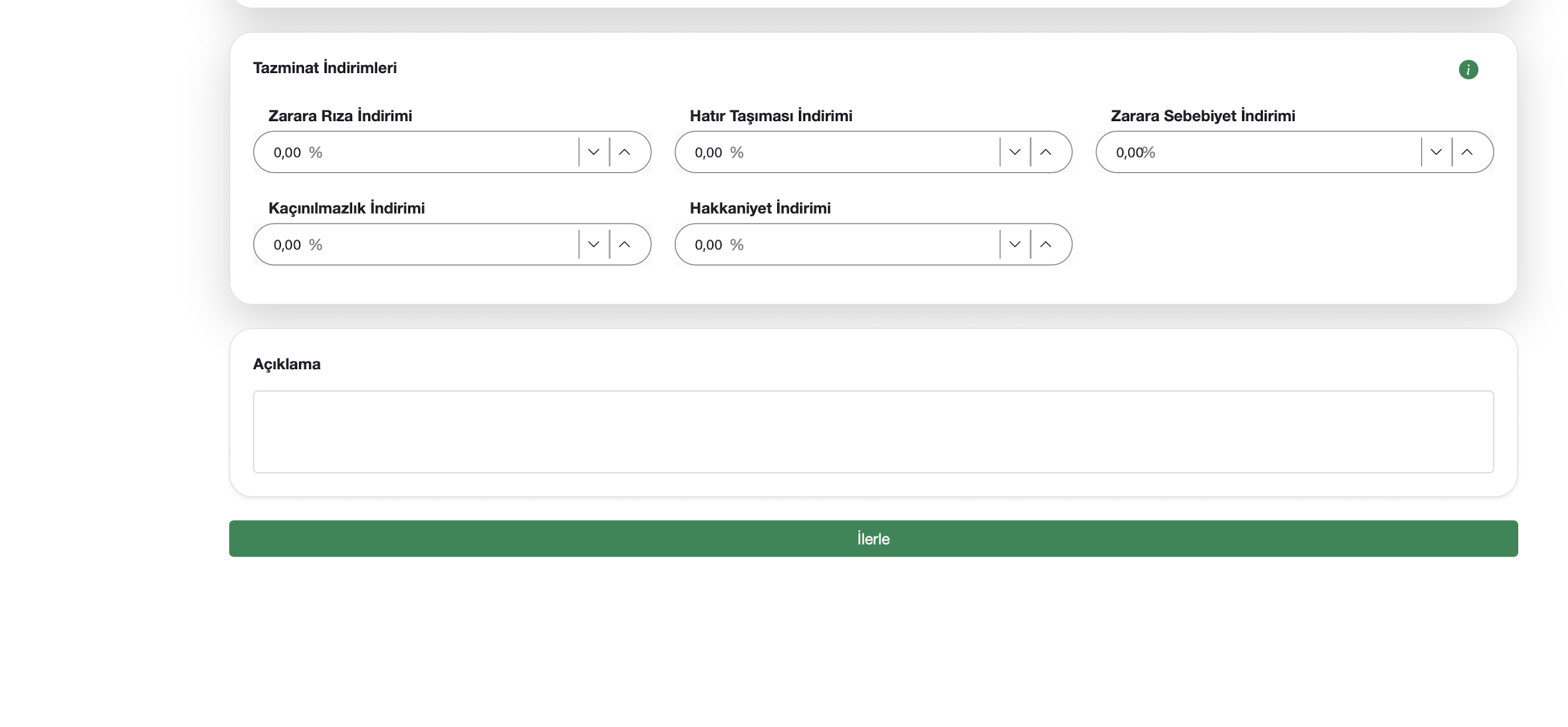 Destek bilgileri detay ekranı