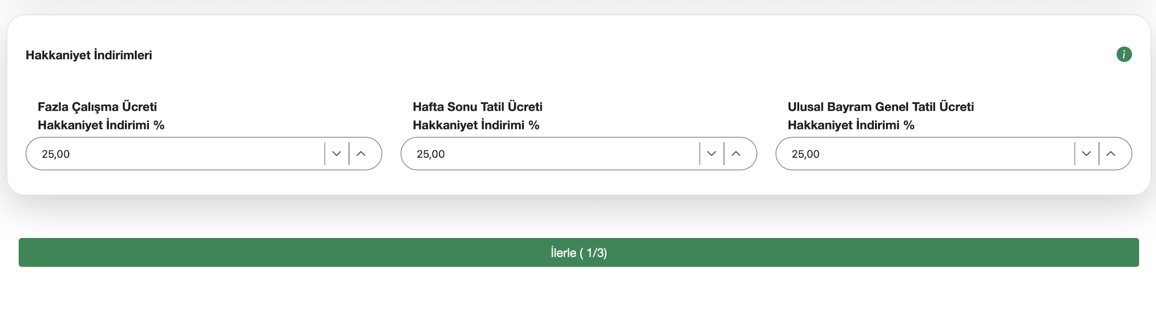 Hakkaniyet indirimleri ekranı